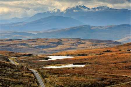 Scotland, Ullapool. The A835 road viewed from Knockan Crag north of Ullapool. Stock Photo - Rights-Managed, Code: 862-08699973