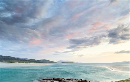 Scotland, Western Isles, Isle of Harris. Pastel sky over Luskentyre Bay at sunset. Stock Photo - Rights-Managed, Code: 862-08699993