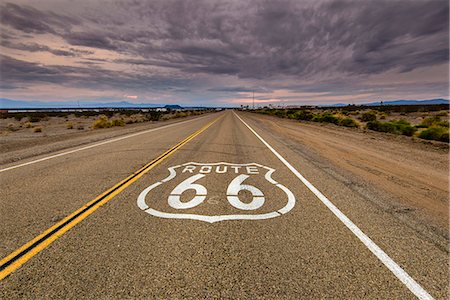 U.S. Route 66 horizontal road sign, Amboy, California, USA Stock Photo - Rights-Managed, Code: 862-08700096