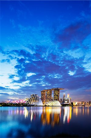 singapore - South East Asia, Singapore, Gardens by the Bay, Cloud Forest, Flower Dome, Marina Bay Sands Hotel and Casino Stock Photo - Rights-Managed, Code: 862-08719492