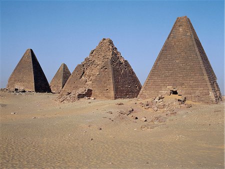 sudan - Between 400BC and 300BC,the ancient pyramids at Jebel Barkal were used as the burial grounds of the Pharaohs,or Kings,of the Kingdom of Cush. They came into use about the time Nuri came under pressure from Egypt but before the capital of the Kingdom was moved to Meroe. Stock Photo - Rights-Managed, Code: 862-03354595
