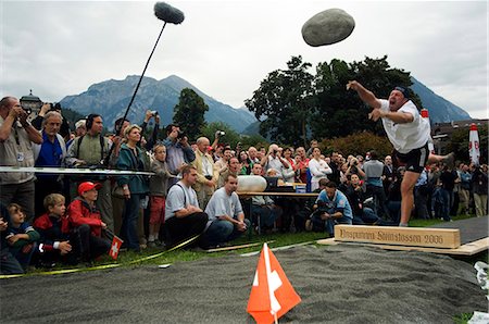 Stone throwing at the Unspunnen Bicentenary Festival,a traditional mountain and alpine competition,Interlaken,Jungfrau Region,Switzerland Stock Photo - Rights-Managed, Code: 862-03354673