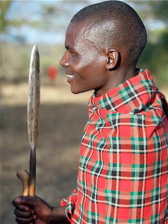 simsearch:862-03821033,k - A Datoga man with a spear. The Datoga (known to their Maasai neighbours as the Mang'ati and to the Iraqw as Babaraig) live in northern Tanzania and are primarily pastoralists. Stock Photo - Rights-Managed, Code: 862-03355231