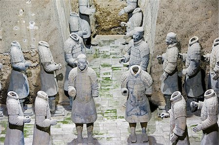 shaanxi province - Mausoleum of the first Qin Emperor housed in The Museum of the Terracotta Warriors Pit 3. Opened in 1979 near Xian City,Shaanxi Province,China Stock Photo - Rights-Managed, Code: 862-03351056