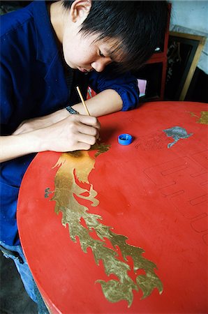 shaanxi province - A local craftsmen painting at a museum in Pingyao City,Shaanxi Province,China Stock Photo - Rights-Managed, Code: 862-03351112