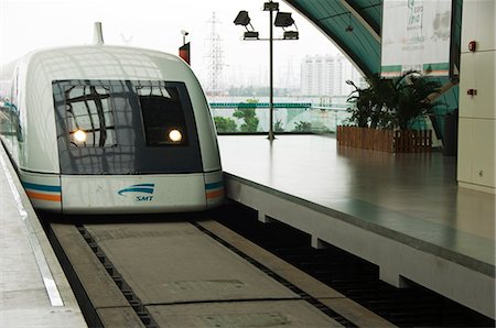 China,Shanghai. Maglev (magnetic levitation) Train between Shanghai city and Pudong International Airport which reaches a top speed of 430 kpm. Stock Photo - Rights-Managed, Code: 862-03351262