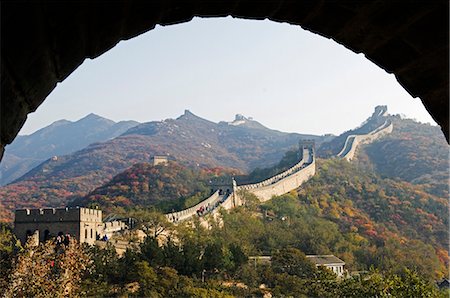 engineering environment - China,Beijing,The Great Wall of China at Badaling near Beijing. Autumn colours seen through an arch. Stock Photo - Rights-Managed, Code: 862-03351437