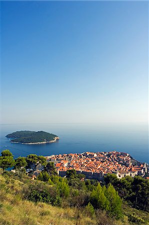 Unesco World Heritage Hilltop View of Old Town and Lokrum Island Stock Photo - Rights-Managed, Code: 862-03352367