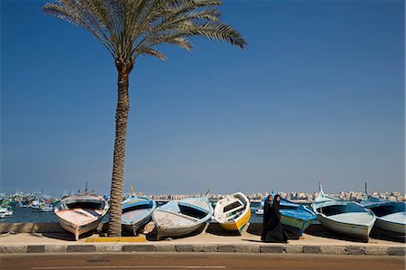 Colourful fishing boats line the corniche along the Eastern Harbour,Alexandria,Egypt Stock Photo - Rights-Managed, Code: 862-03352859