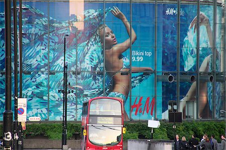swimsuits not on people - England,London,South Bank. London Bus in front of the IMAX cinema. Stock Photo - Rights-Managed, Code: 862-03353527