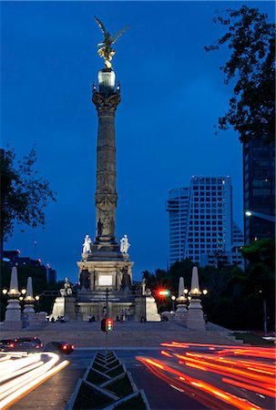 simsearch:862-07495921,k - El Ángel de la Independencia (The Angel of Independence),is a victory column located on a roundabout over Paseo de la Reforma in downtown Mexico City. Stock Photo - Rights-Managed, Code: 862-03364453