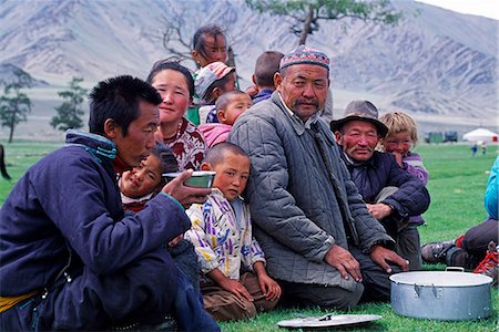 steppe - Mongolia,Khovd (also spelt Hovd) aimag (region),locals drinking tea. Stock Photo - Rights-Managed, Code: 862-03364514