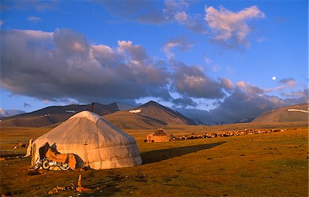 steppe - Mongolia,Bayan-Olgii Province. Yurts in Winter. Stock Photo - Rights-Managed, Code: 862-03364528