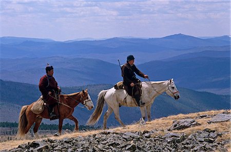 steppe - Mongolia,Khentii Province. Horse Herders on the move. Stock Photo - Rights-Managed, Code: 862-03364533