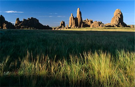 steppe - Mongolia,Dundgobi Province. Rock Towers rise out of the Steppe. Stock Photo - Rights-Managed, Code: 862-03364554