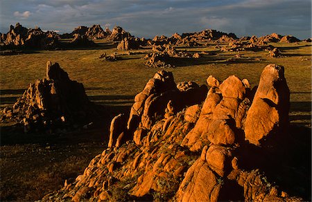 steppe - Mongolia,Dundgobi Province. Rock Towers rise out of the Steppe. Stock Photo - Rights-Managed, Code: 862-03364551