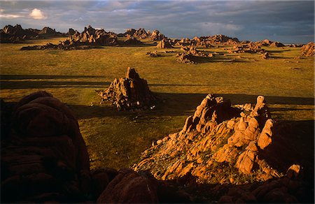 steppe - Mongolia,Dundgobi Province. Rock Towers rise out of the Steppe. Stock Photo - Rights-Managed, Code: 862-03364552