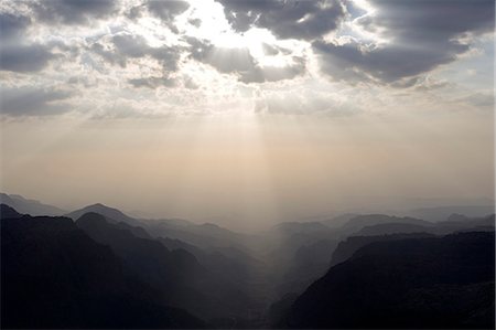 shaft - Jordan,Petra Region,Dana Valley. Near the small village of Dana,the spectacular view down the Wadi Dana towards the Arava Valley and the Isreali Border. Stock Photo - Rights-Managed, Code: 862-03365870