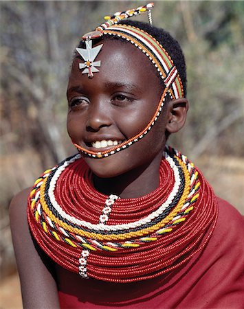 A pretty Samburu girl in traditional attire. Stock Photo - Rights-Managed, Code: 862-03366588