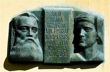 Wall Plaque with Face Carvings,Cesis Medieval Town within Gauja National Park Stock Photo - Rights-Managed, Code: 862-03367109