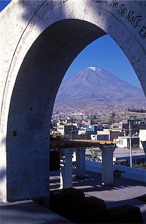 simsearch:862-03360742,k - View of El Misti volcano 5821m through stone arch. Stock Photo - Rights-Managed, Code: 862-03360429