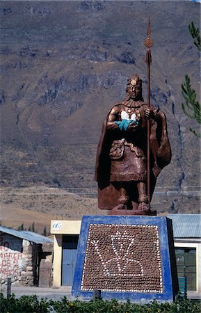 simsearch:862-03360742,k - Peru,Colca Canyon,Madrigal,Statue of Mayta Capac,the Inca who conquered the Colca Valley Stock Photo - Rights-Managed, Code: 862-03360443