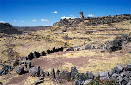 funerals - Chullpa (Inca burial chamber) and stone circle. Stock Photo - Rights-Managed, Code: 862-03360453