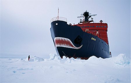 russian - Russia,Arctic Ocean,North Pole. Russian Nuclear-powered Icebreaker 'Yamal' with tourists on ice-walk. Stock Photo - Rights-Managed, Code: 862-03361014