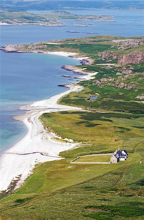 simsearch:862-03361556,k - GlenBatrick Lodge overlooks the white sandy shore of Loch Tarbert on the west side of Jura. Beautifully isolated the lodge is only accessible by boat or a five hour walk. Stock Photo - Rights-Managed, Code: 862-03361521