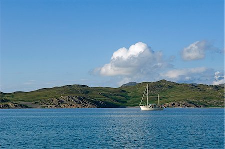 simsearch:862-03361556,k - A sailing boat quietly cruises along Loch Tarbert Stock Photo - Rights-Managed, Code: 862-03361538