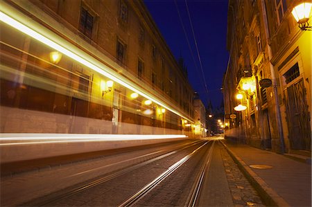 simsearch:862-06541761,k - Tram passing along Ruska Street at dusk, Lviv, Ukraine Stock Photo - Rights-Managed, Code: 862-03714093