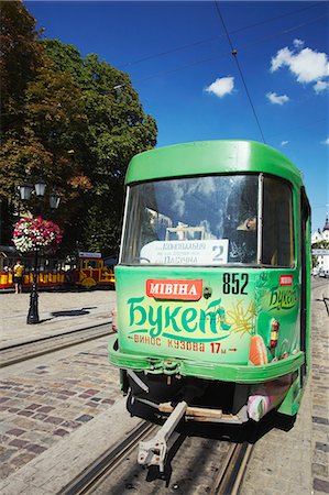 simsearch:862-06541761,k - Tram in Market Square (Ploscha Rynok), Lviv, Ukraine Stock Photo - Rights-Managed, Code: 862-03714101