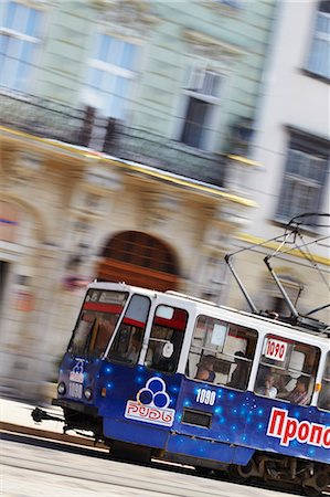 simsearch:862-06541761,k - Tram passing through Market Square (Ploscha Rynok), Lviv, Ukraine Stock Photo - Rights-Managed, Code: 862-03714103