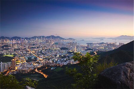 pictures of night in hongkong - View of Kowloon and Hong Kong Island from Lion Rock, Hong Kong, China Stock Photo - Rights-Managed, Code: 862-03710715