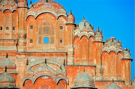 simsearch:862-03711843,k - Hawa Mahal; or the Palace of the Wind in the middle of Johari Bazaar and part of the zenana palace (women's quarters) designed by Lalchand Usta in 1799. Jaipur; Rajasthan; India. Stock Photo - Rights-Managed, Code: 862-03711966