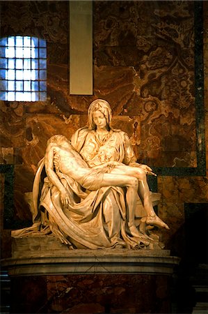 Italy, Rome; One of Michelangelo's most famed masterpieces, La Pieta', inside the Basislica di San Pietro Stock Photo - Rights-Managed, Code: 862-03712407