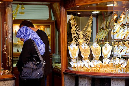 Libya; Tripolitania; Tripoli; A couple looking at jewellery shop display, in Old Medina Stock Photo - Rights-Managed, Code: 862-03712779