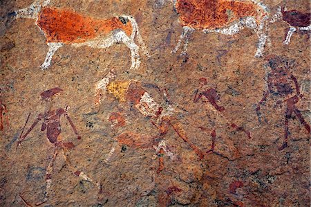 paint art of africa - Africa, Namibia, Damaraland, Brandberg Mountain. The famous White Lady San (Bushman) Art site in the foothills. Stock Photo - Rights-Managed, Code: 862-03713112