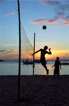 paradise sunset beach - People playing volley ball on White Beach, Boracay, Philippines Stock Photo - Rights-Managed, Code: 862-03713135