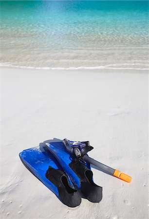Snorkelling equipment on beach, Ao Maya, Ko Phi Phi Leh, Thailand Stock Photo - Rights-Managed, Code: 862-03713888