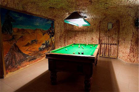 Australia, South Australia, Coober Pedy.   Underground billiards room at Radeka's Downunder Dugout Motel. Stock Photo - Rights-Managed, Code: 862-03736267