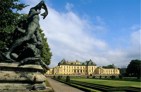 residency - Sweden, Near Stockholm, Drottningholm Palace.  The 17th-century royal palace is regularly used by the Swedish royal family. Stock Photo - Rights-Managed, Code: 862-03737178