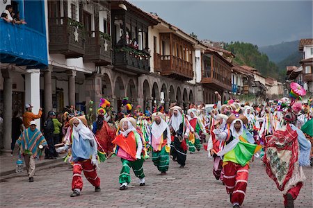 female latin dancers - Peru, Masked dancers for parade on Christmas Day in Cusco s square, Plaza de Armas, celebrating the Andean Baby Jesus, Nino Manuelito. Stock Photo - Rights-Managed, Code: 862-03732089