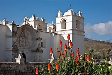 simsearch:862-03360742,k - Peru, An attractive C18th church dominates the main square of Yanque, a small rural village in the Colca Canyon. Stock Photo - Rights-Managed, Code: 862-03732119