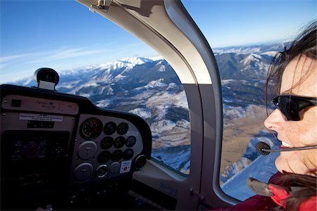 New Zealand, South Island, Christchurch.   Flying over the Southern Alps bordering the Canterbury Plains at the start of winter. Stock Photo - Rights-Managed, Code: 862-03808122