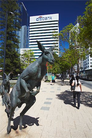 Kangaroo sculpture in downtown Perth, Western Australia, Australia Stock Photo - Rights-Managed, Code: 862-03887095