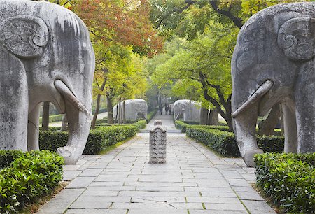 path of stone - Elephant statues on Stone Statue Road at Ming Xiaoling (Ming dynasty tomb and UNESCO World Heritage Site), Zijin Shan, Nanjing, Jiangsu, China Stock Photo - Rights-Managed, Code: 862-03887534