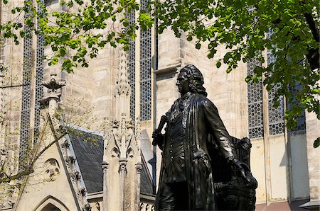 Johann Sebastian Bach statue near Thomaskirche where, in 1723, he was appointed Cantor and Director of Music. Leipzig, Germany Stock Photo - Rights-Managed, Code: 862-03887822