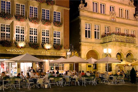 evening europe street - Restaurant, Muenster, Muensterland, North Rhine Westphalia, Germany Stock Photo - Rights-Managed, Code: 862-03887910