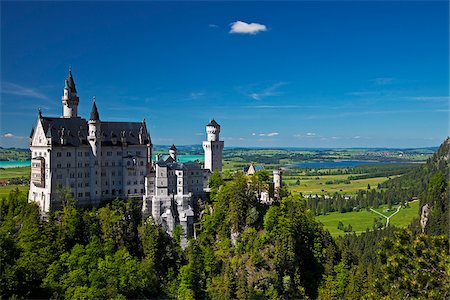 schwangau - Neuschwanstein Castle viewed from the Marienbrucke, Hohenschwangau, Schwangau, Bayern, Germany. Stock Photo - Rights-Managed, Code: 862-03888170